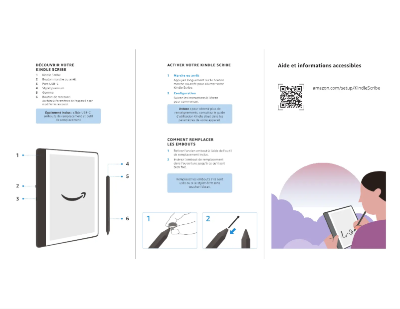 Image de la première page du manuel de l'appareil Kindle Scribe