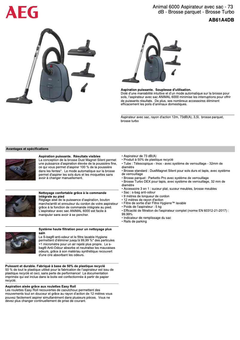 Image de la première page du manuel de l'appareil AB61A4DB