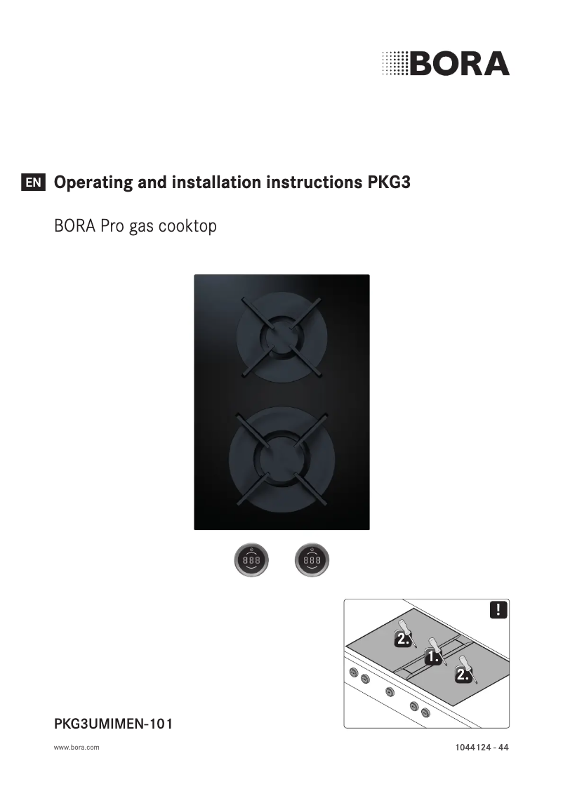 Page n°1 - Manuel utilisateur BORA PKG3