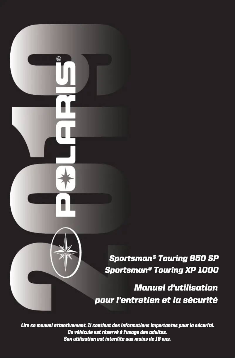 Page n°1 - Manuel utilisateur Polaris Sportsman Touring 850 SP (2019)