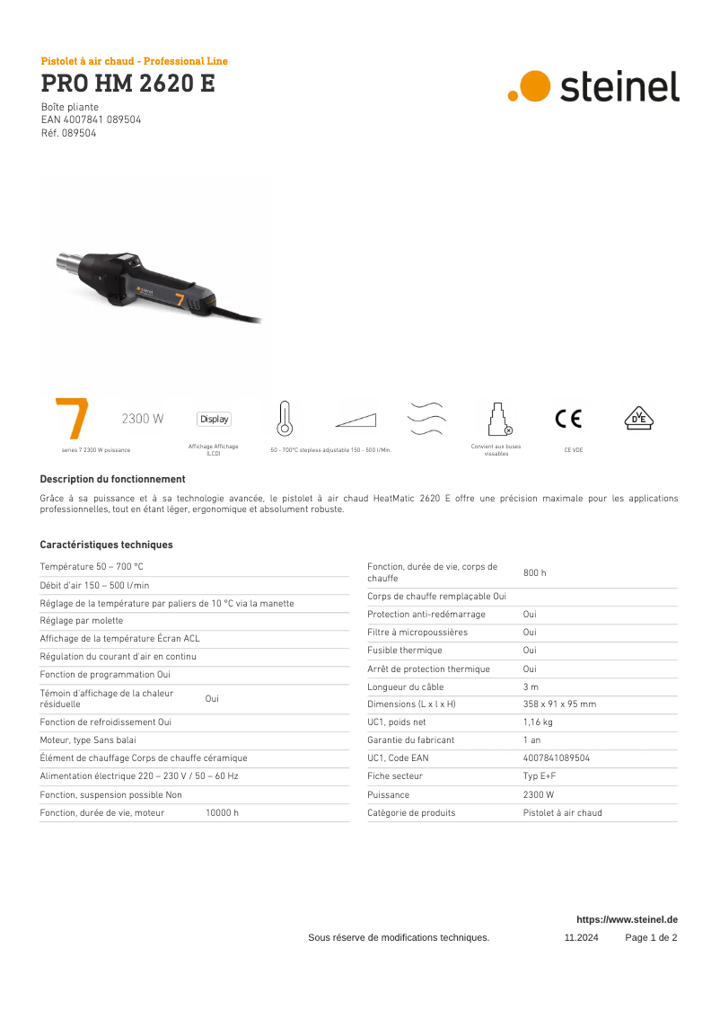 Image de la première page du manuel de l'appareil PRO HM 2620 E