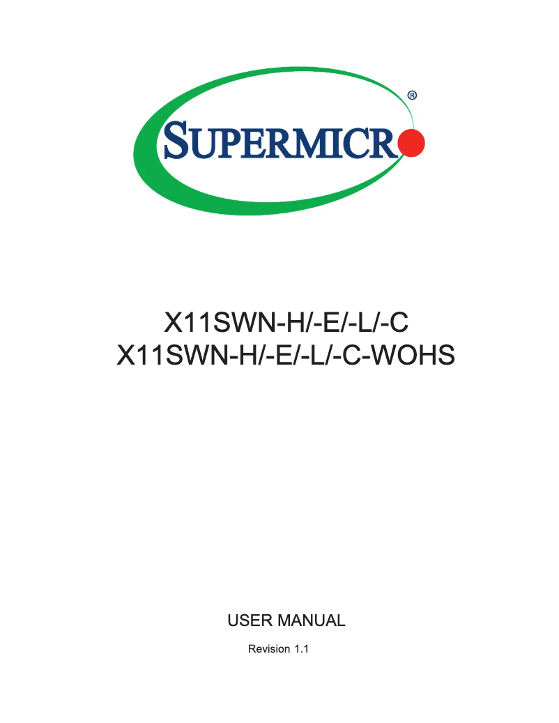 Page 1 de la notice Manuel utilisateur Supermicro X11SWN-L