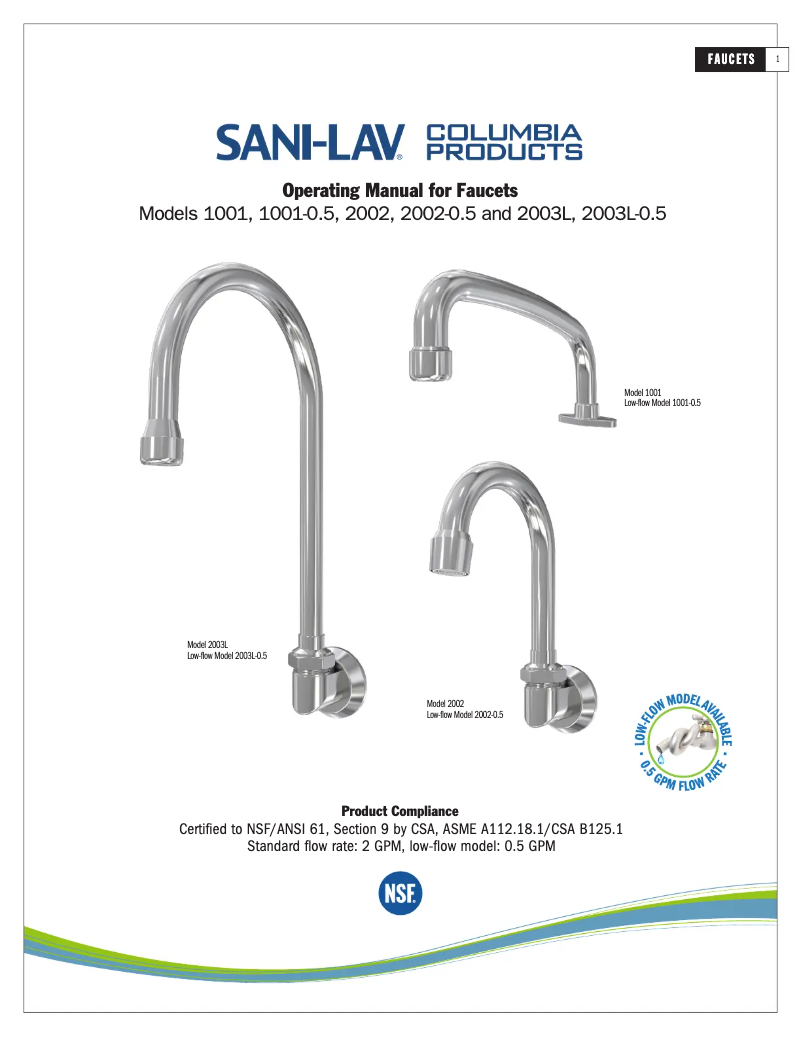 Page 1 de la notice Manuel utilisateur Sani-Lav 2003L-0.5