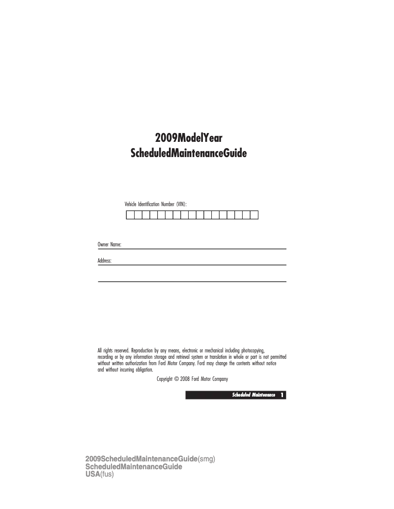 Page 1 de la notice Manuel d'utilisation et d'entretien Mercury Milan (2009)