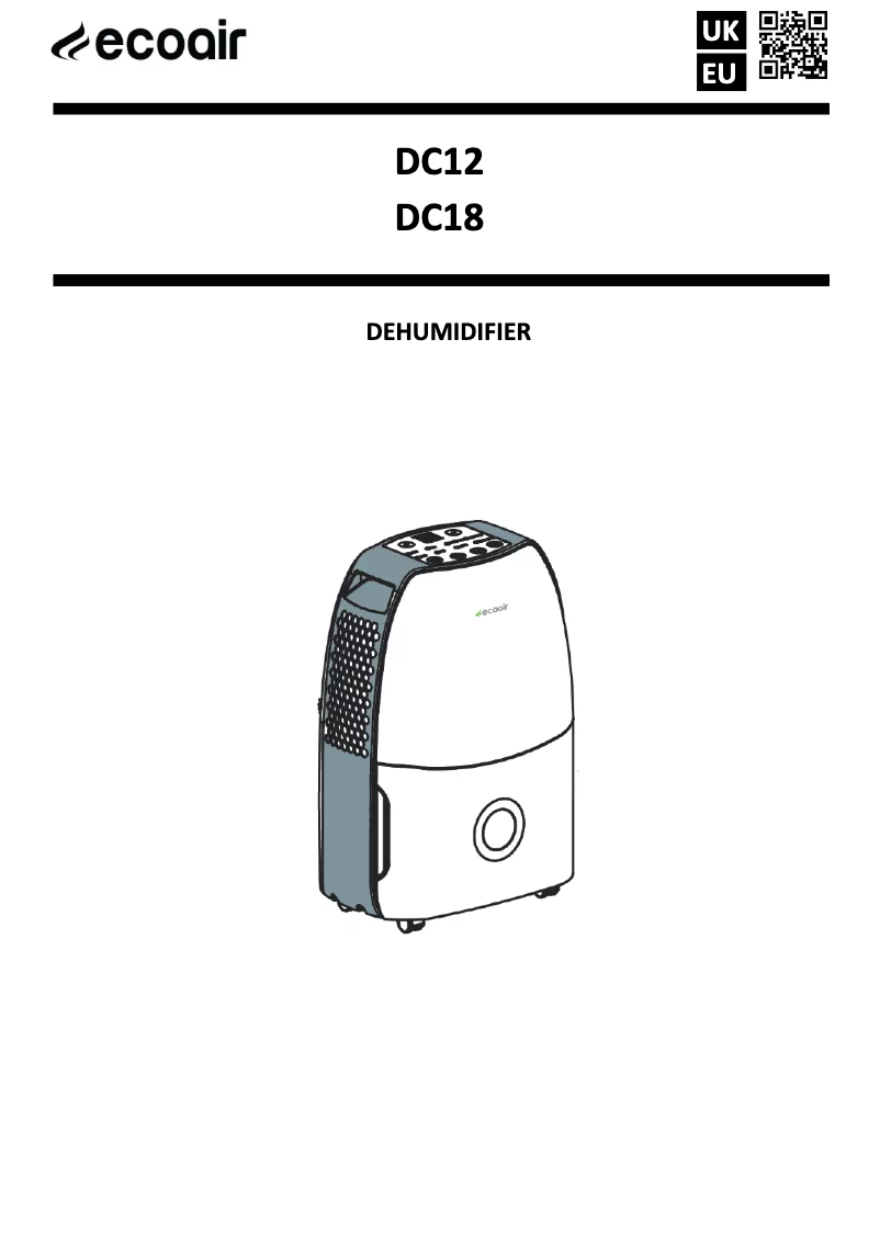 Page 1 de la notice Manuel utilisateur EcoAir DC18