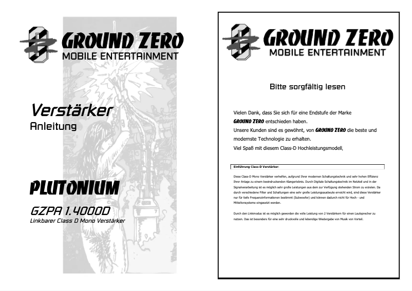 First page image of the manual for GZPA 1.4000D