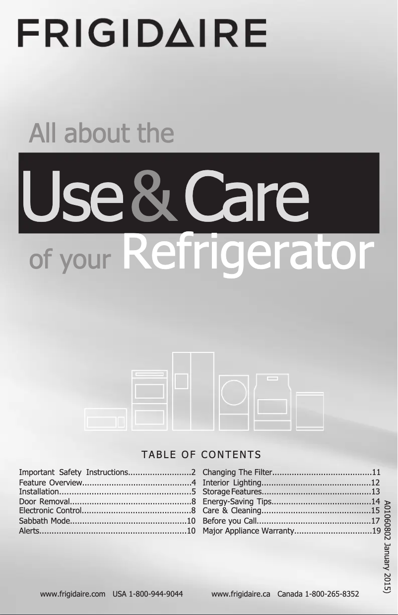 Page n°1 - Manuel utilisateur Frigidaire FGRU19F6QF
