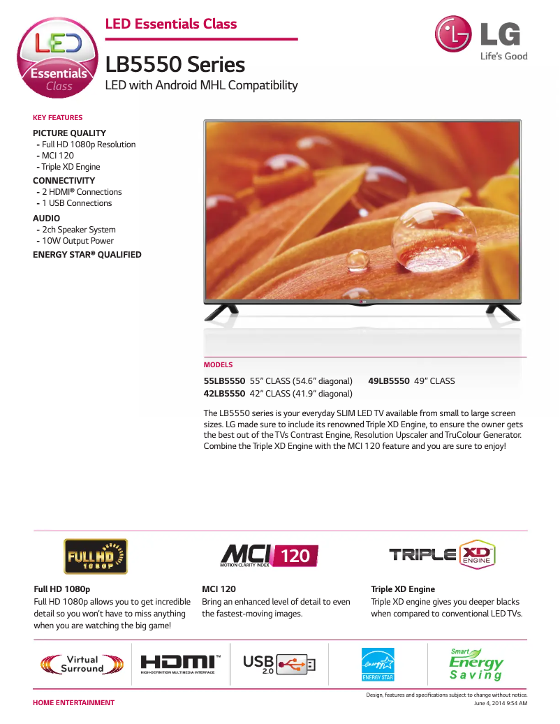 Image de la première page du manuel de l'appareil 55LB5550