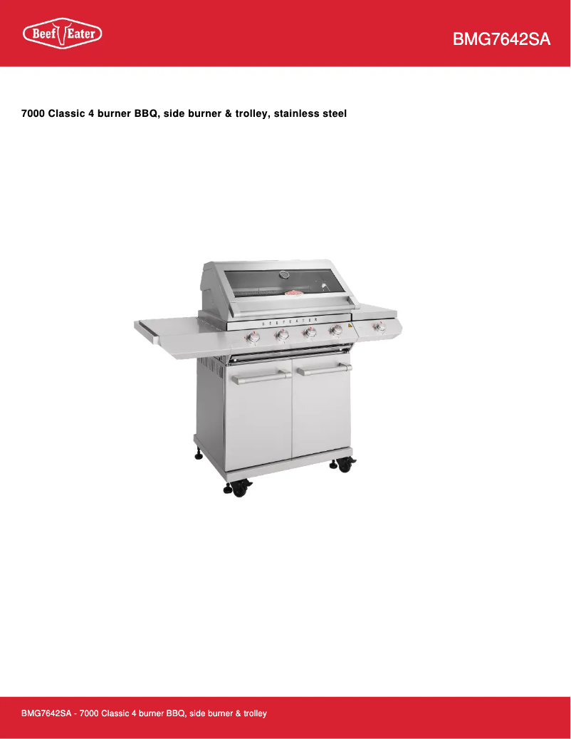 Page 1 de la notice Fiche technique BeefEater BMG7642SA