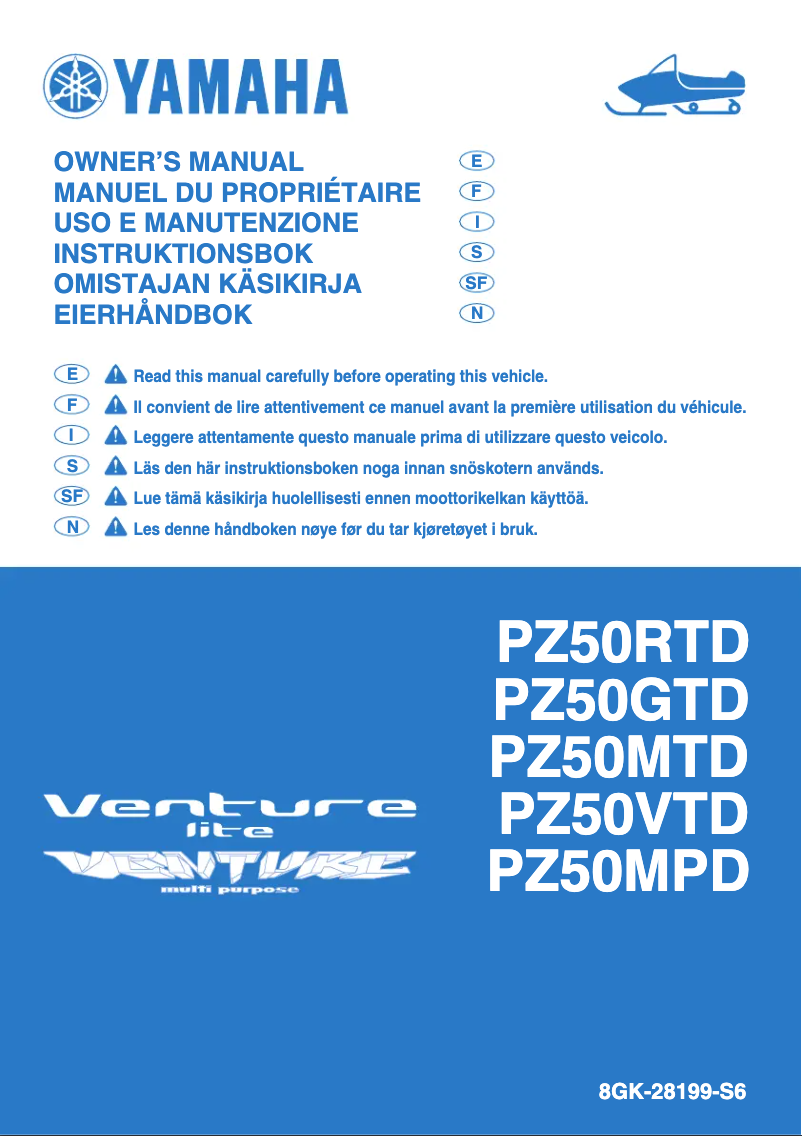 Page 1 de la notice Manuel utilisateur Yamaha Venture MP (2013)