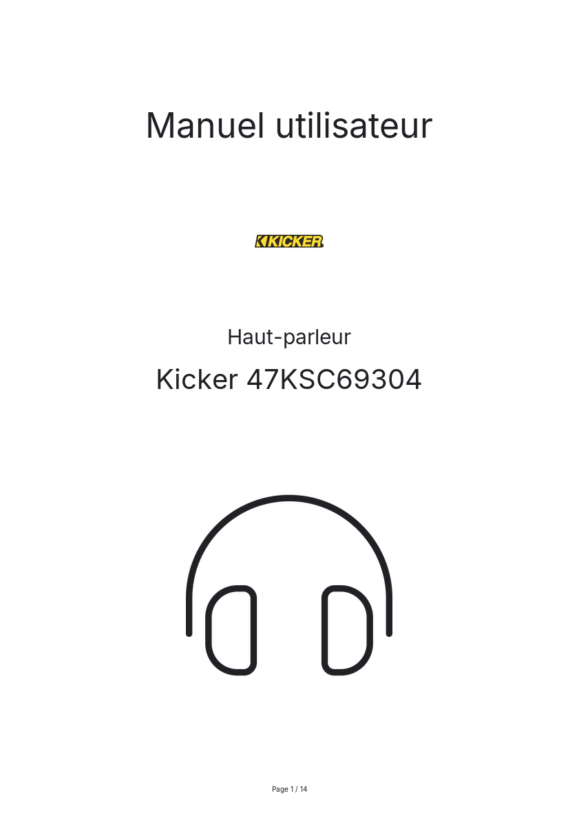 Page n°1 - Manuel utilisateur Kicker 47KSC69304