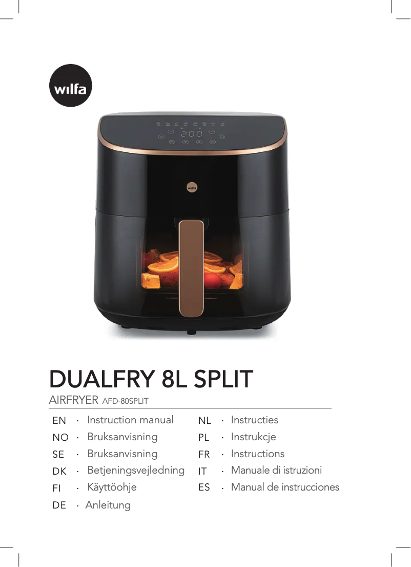 Page 1 de la notice Manuel utilisateur Wilfa DualFry 8L Split AFD-80SPLIT