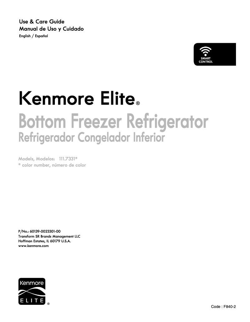 Page 1 de la notice Manuel utilisateur Kenmore Elite 73312