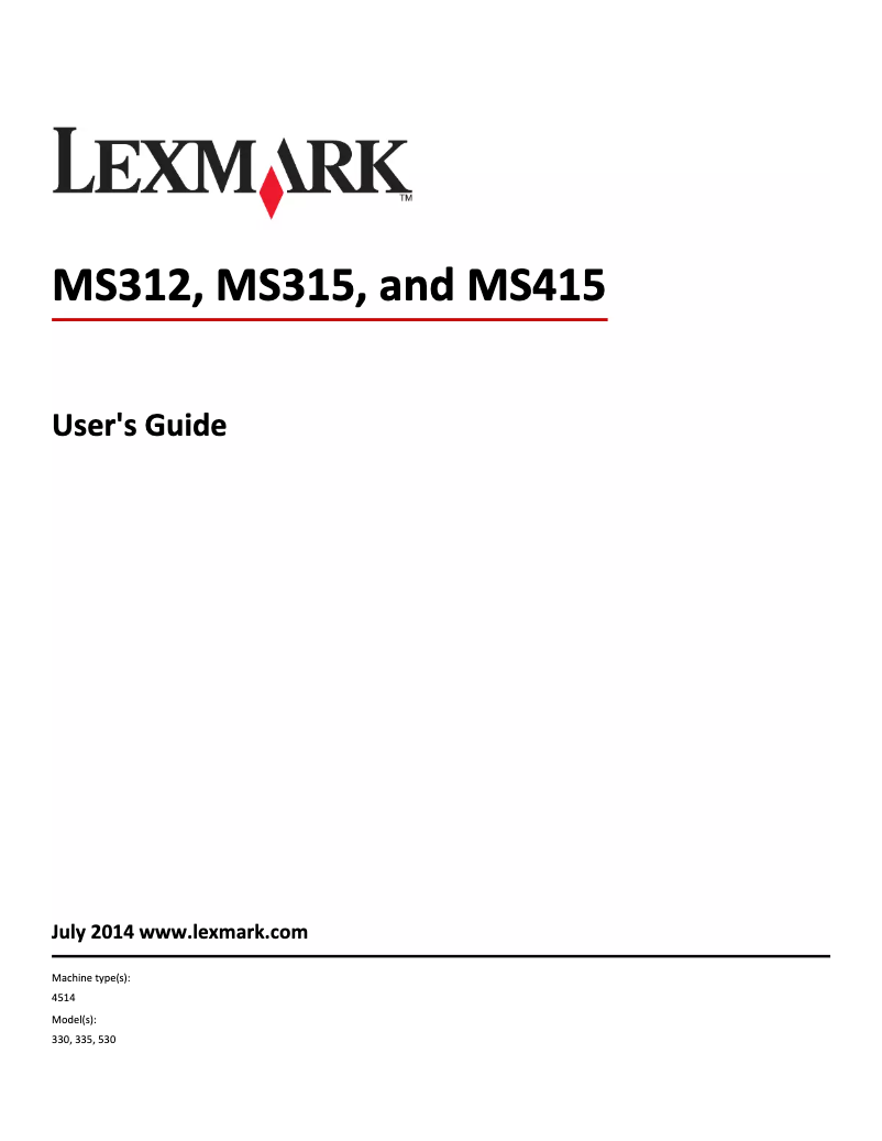 Image de la première page du manuel de l'appareil MS312dn