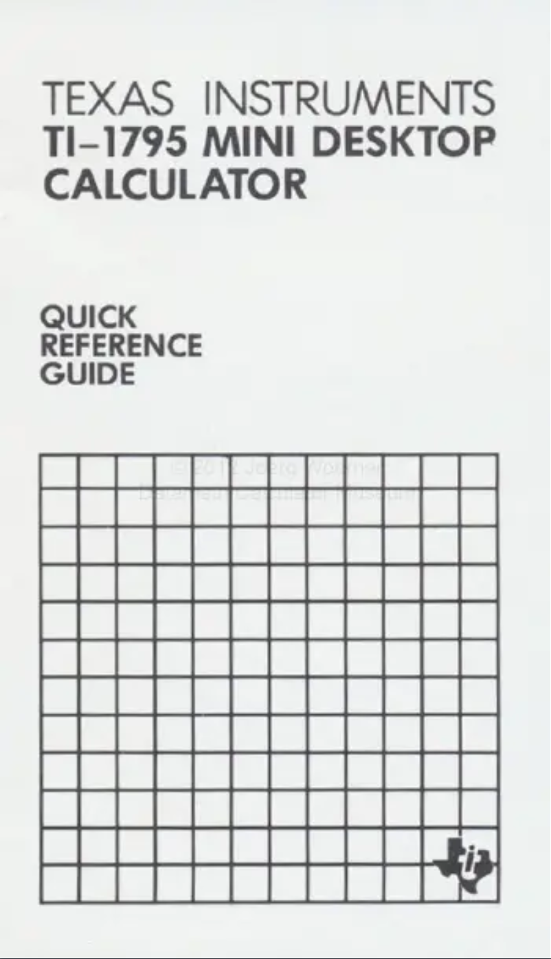 Page 1 de la notice Manuel utilisateur Texas Instruments TI-1795
