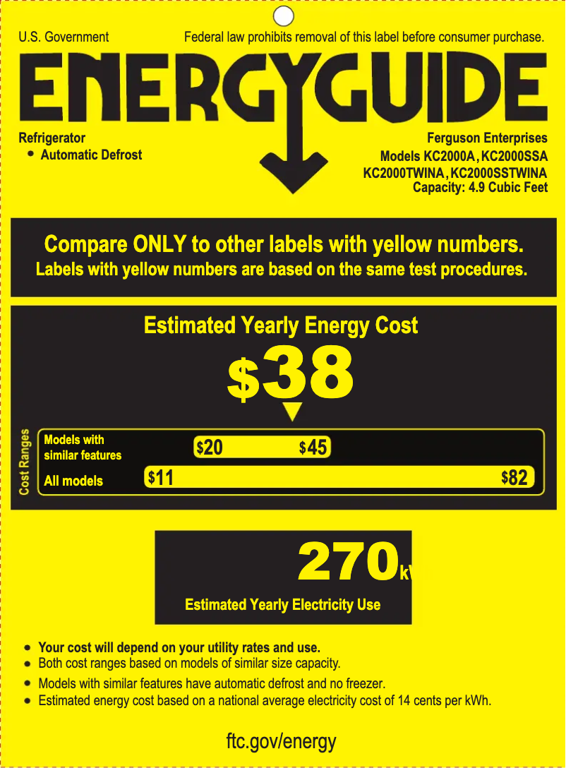 Página 1 del manual Etiqueta energética EdgeStar KC2000