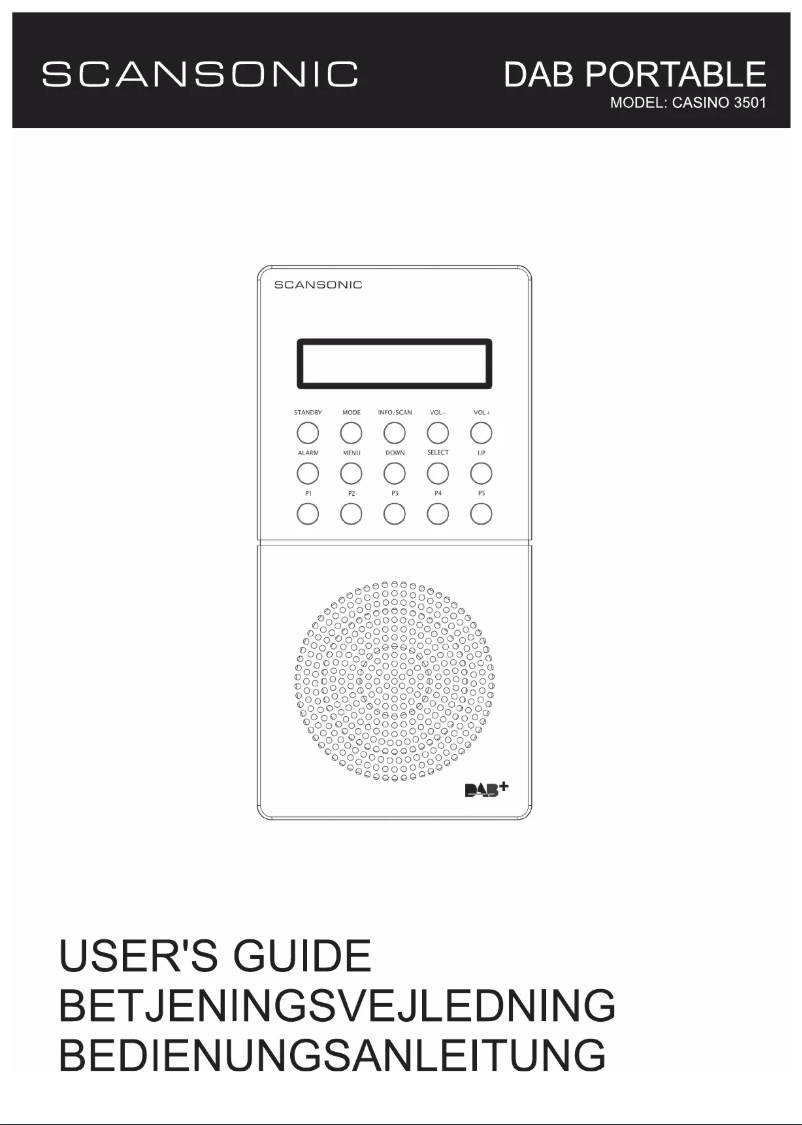 Page 1 de la notice Manuel utilisateur Scansonic P3501