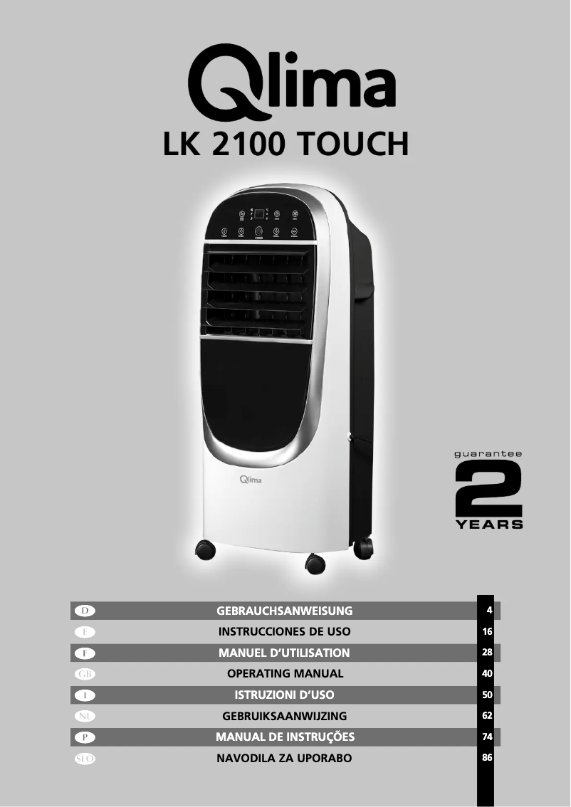 Page 1 de la notice Manuel utilisateur Qlima LK 2100 Touch