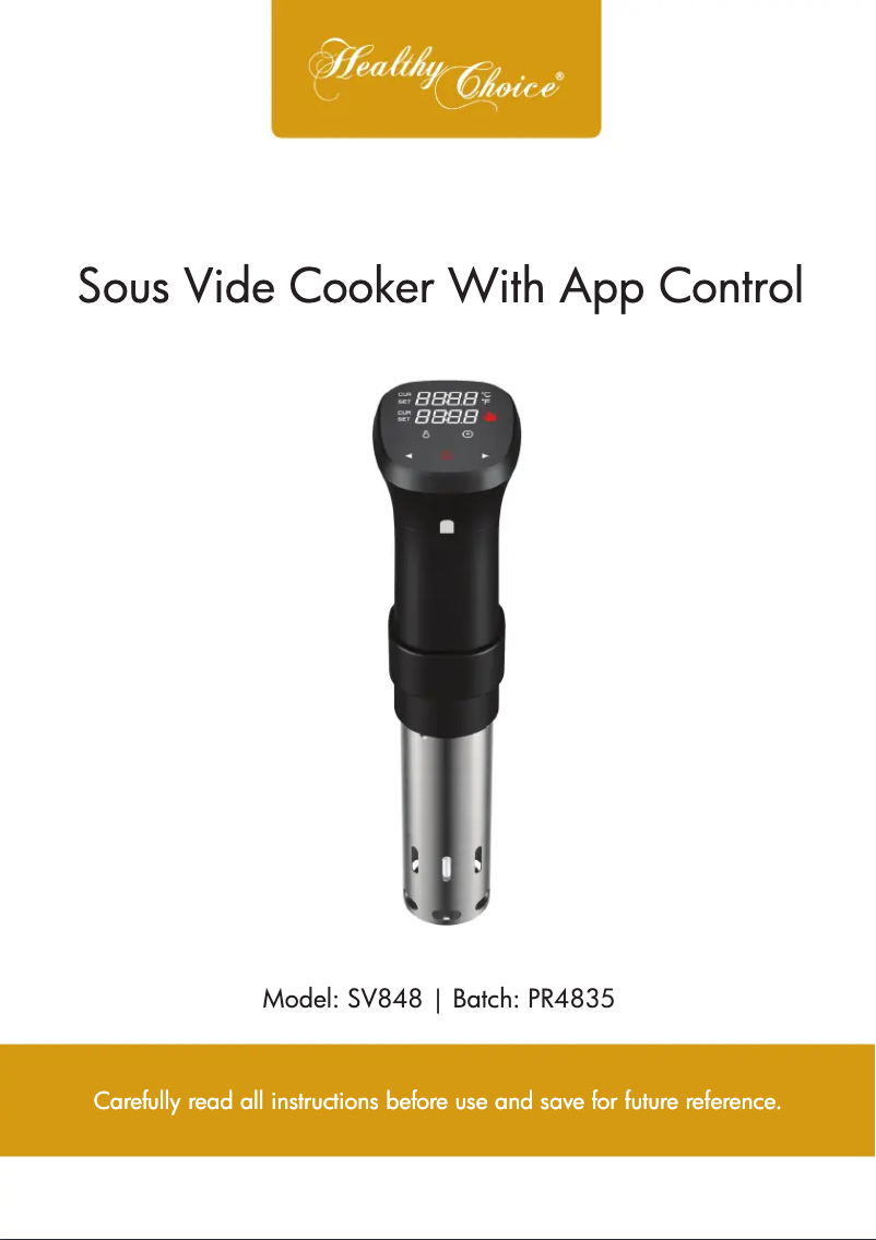 Page n°1 - Manuel utilisateur Healthy Choice SV848