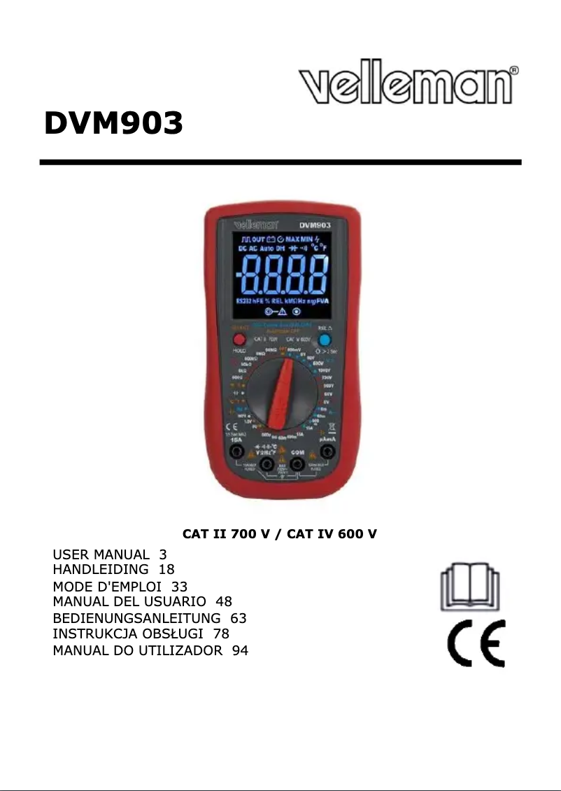 Imagen de la primera página del manual del dispositivo DVM903