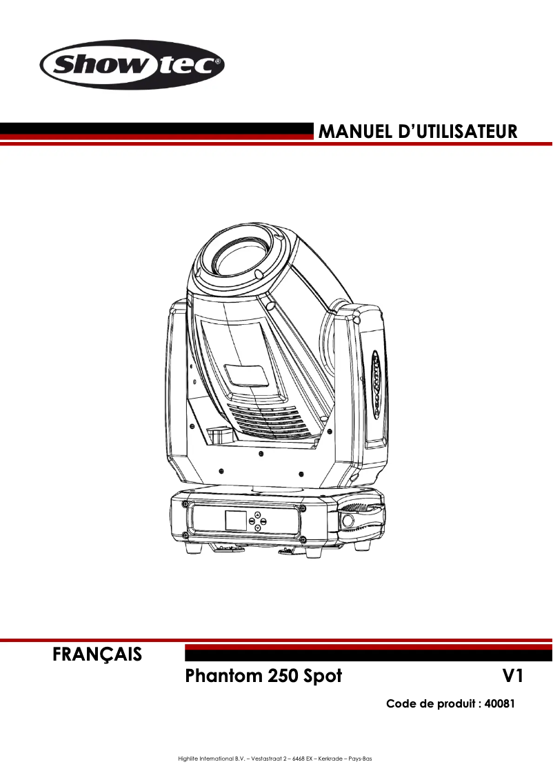 Image de la première page du manuel de l'appareil Phantom 250 Spot