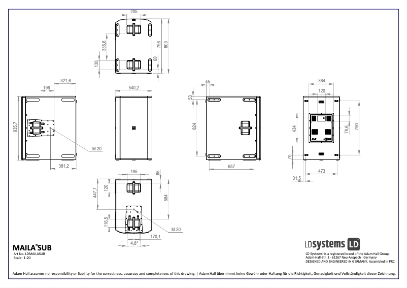 Page 1 de la notice Fiche technique LD Systems MAILA SUB