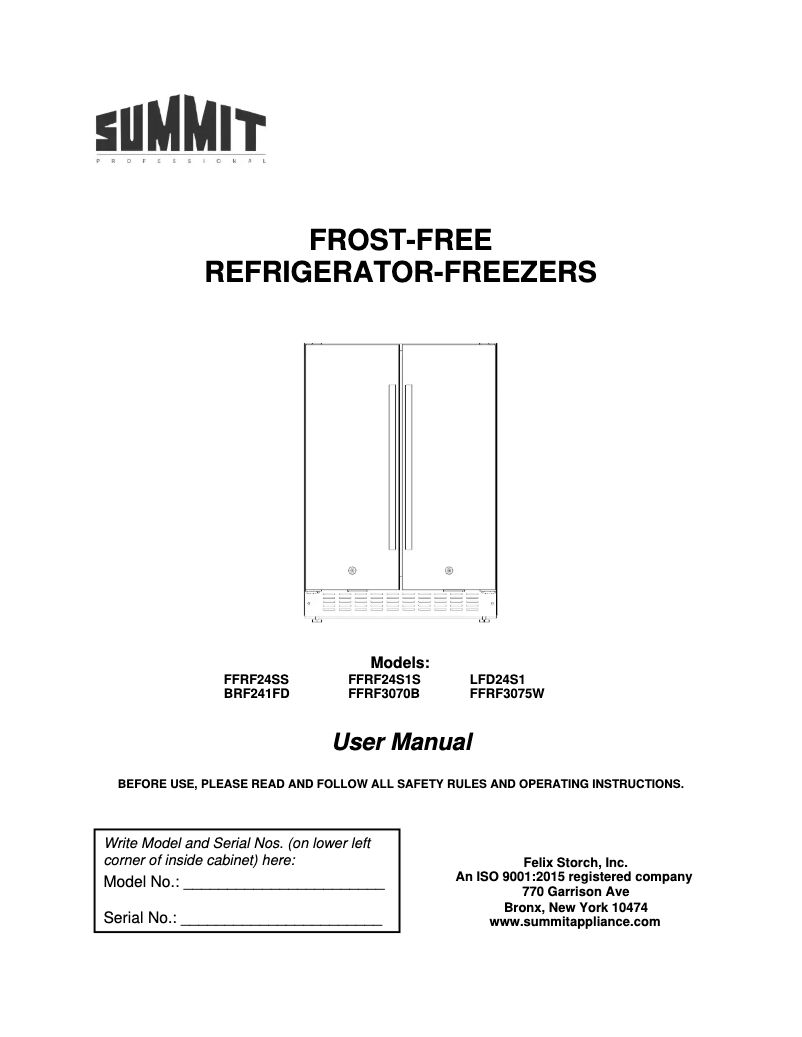 Image de la première page du manuel de l'appareil FFRF3070B