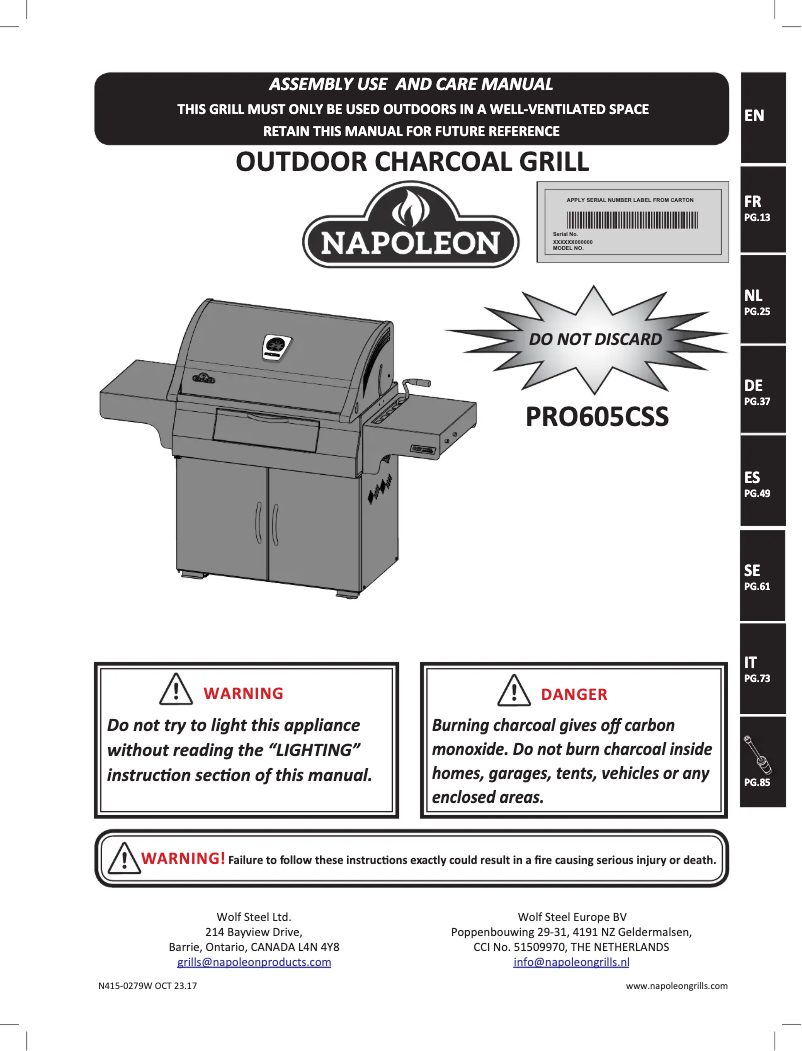 Image de la première page du manuel de l'appareil PRO 605CSS