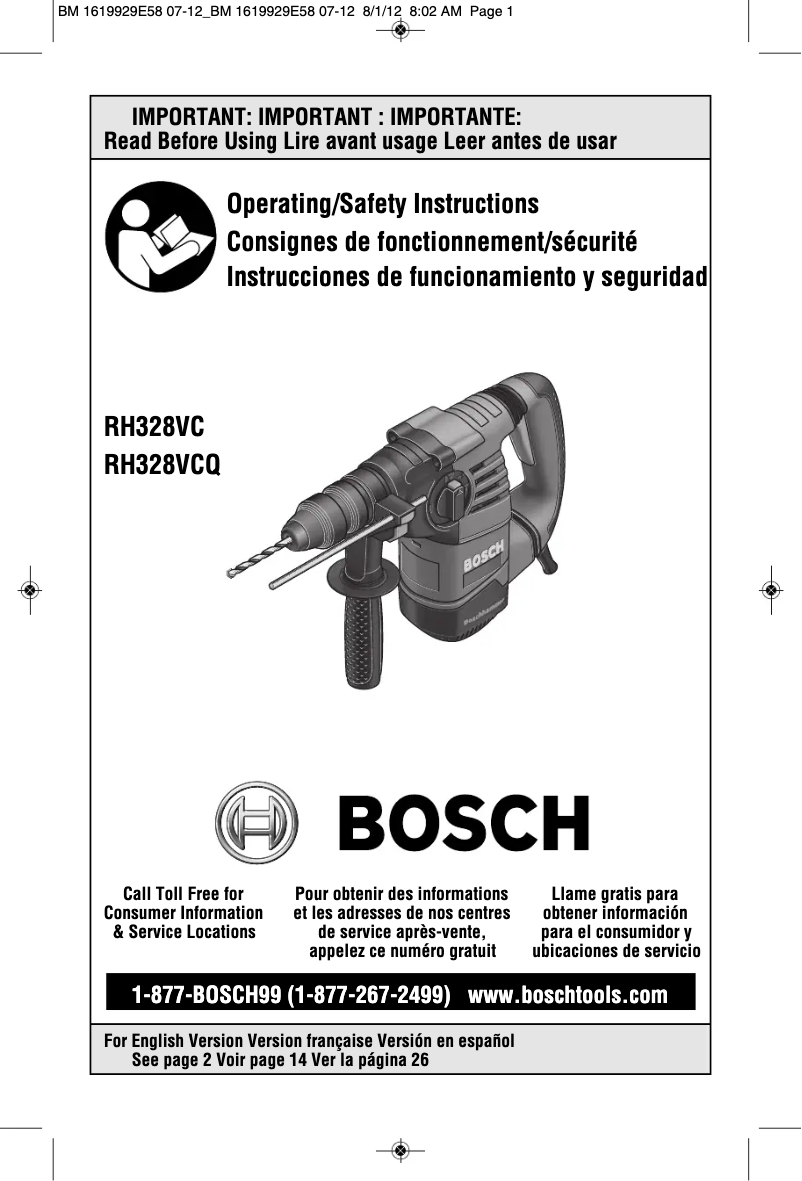 Page 1 of the manual User Manual Bosch RH328VC
