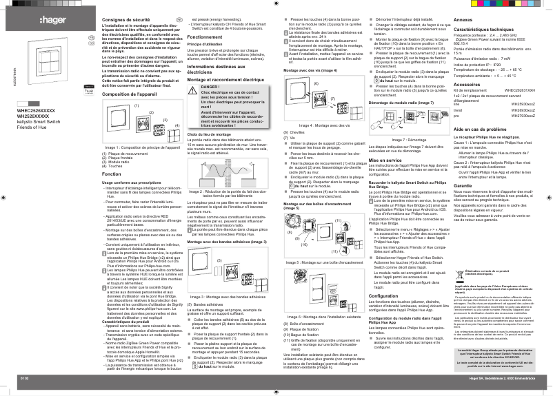 Page n°1 - Instructions / montage Hager WH20262605B