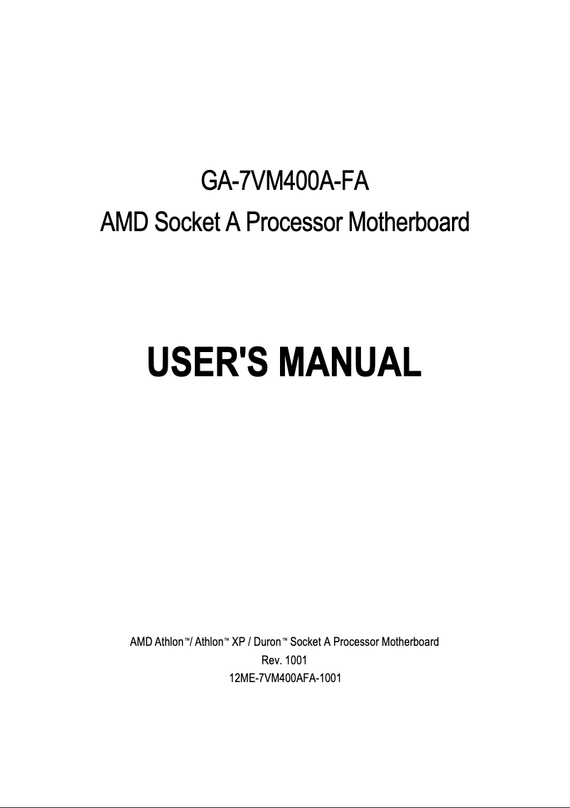 Image de la première page du manuel de l'appareil GA-7VM400A-FA