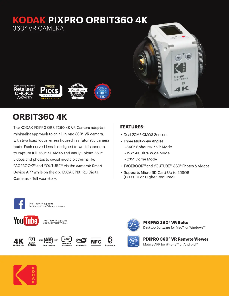 Image de la première page du manuel de l'appareil Pixpro Orbit360 4K