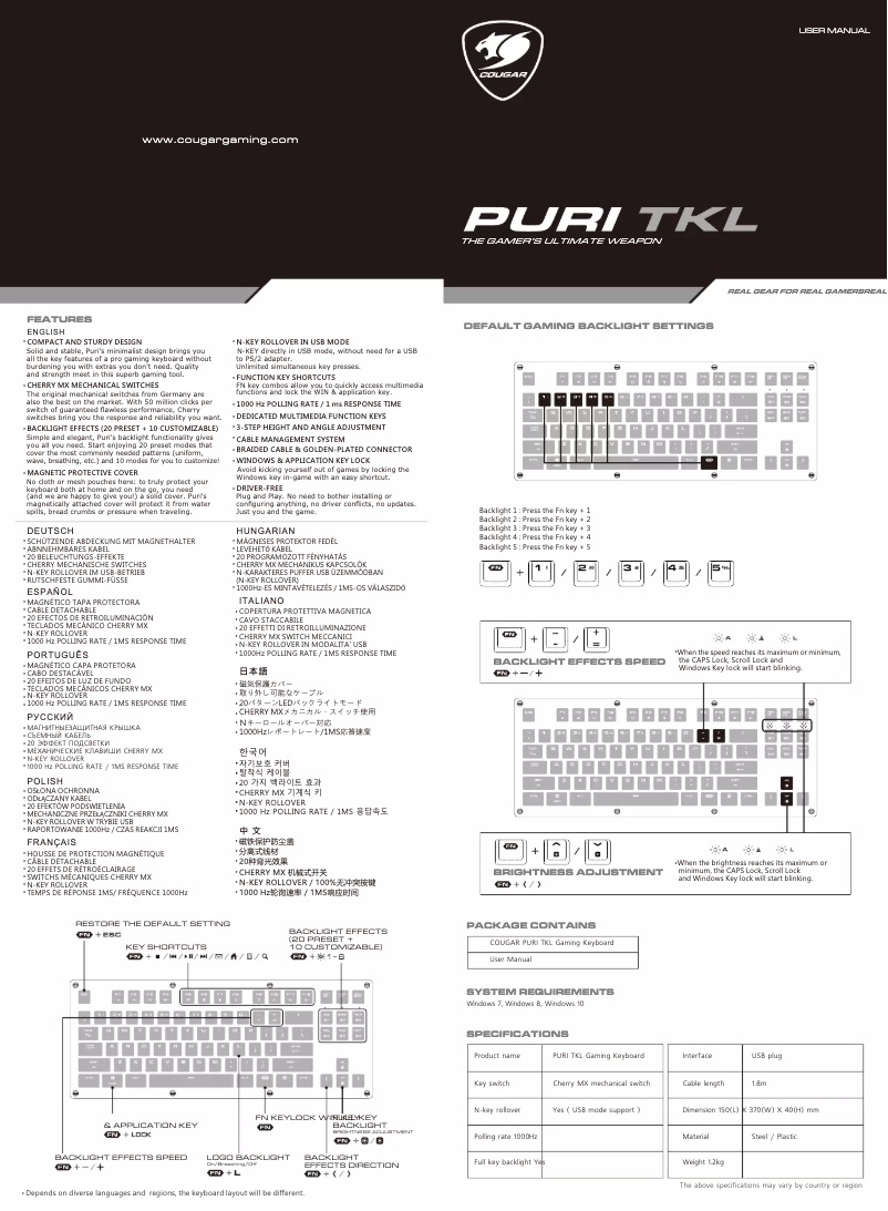 Image de la première page du manuel de l'appareil Puri TKL