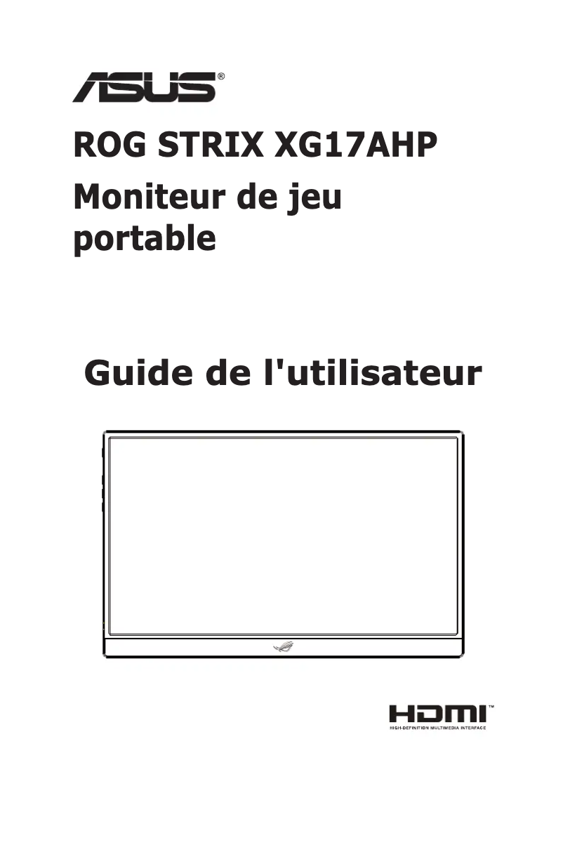 Image de la première page du manuel de l'appareil ROG Strix XG17AHP