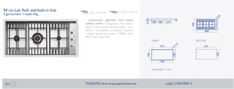 Page 1 de la notice Fiche technique Barazza LABH900-3NG