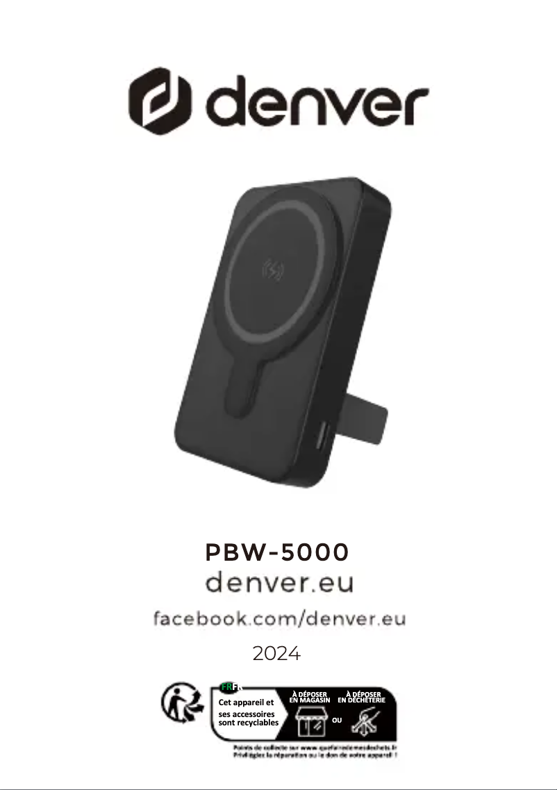 Page 1 de la notice Manuel utilisateur Denver PBW-5000