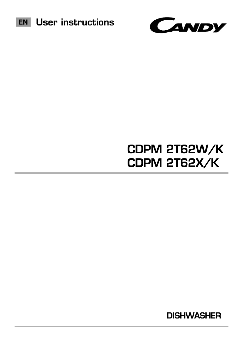 Page 1 de la notice Manuel utilisateur Candy CDPM 2T62X/KN