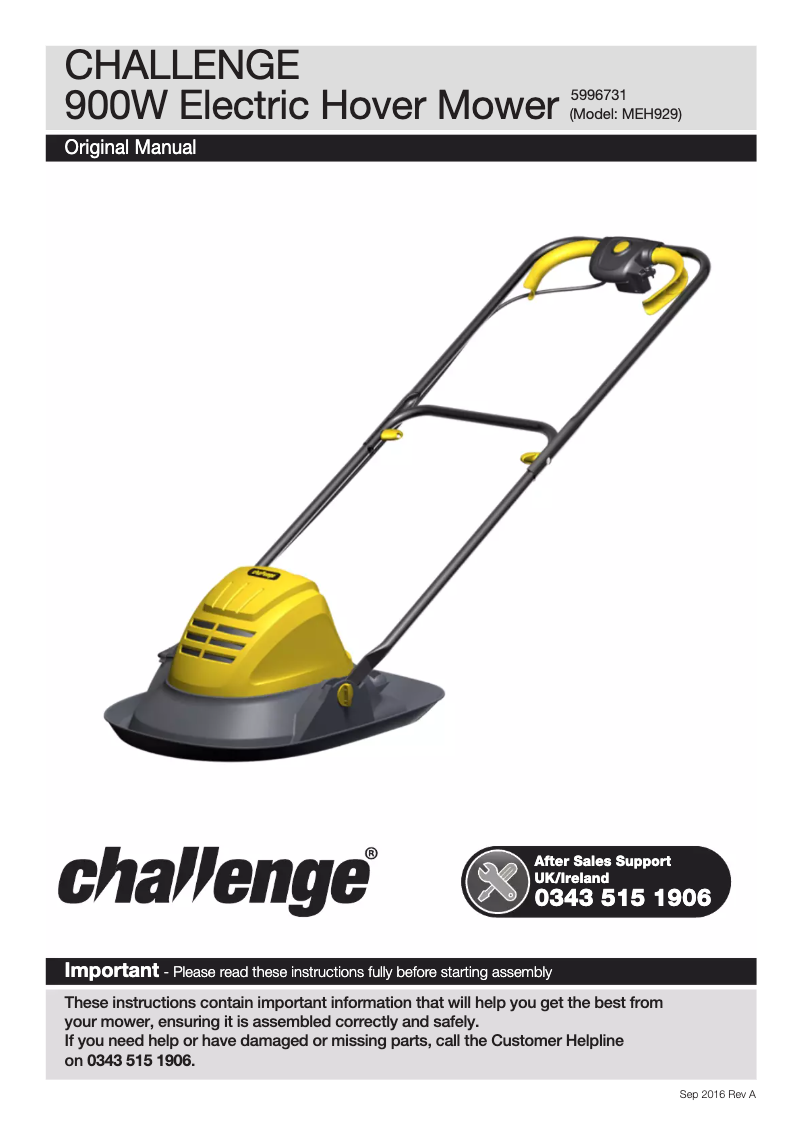 Image de la première page du manuel de l'appareil MEH929