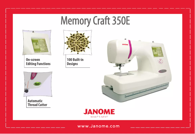 Page 1 de la notice Fiche technique Janome Memory Craft 350E
