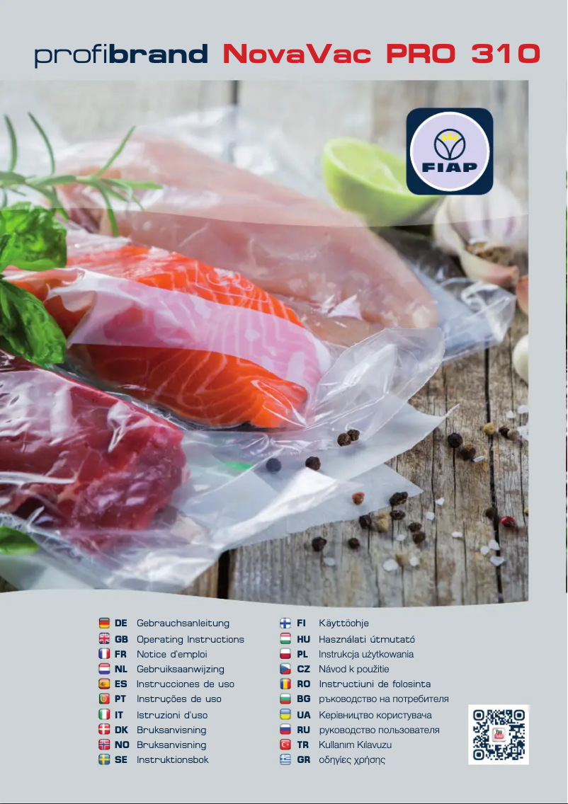 Page n°1 - Manuel utilisateur Fiap profibrand NovaVac PRO 310