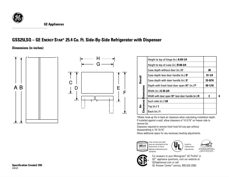 Image de la première page du manuel de l'appareil GSS25LSQSS