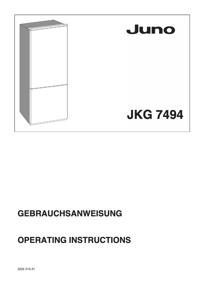 Page 1 de la notice Manuel utilisateur Juno JKG7494