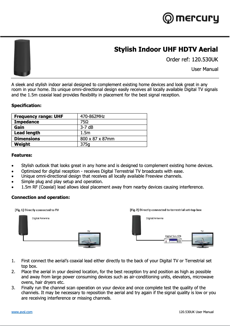Page 1 de la notice Manuel utilisateur Mercury ST07P