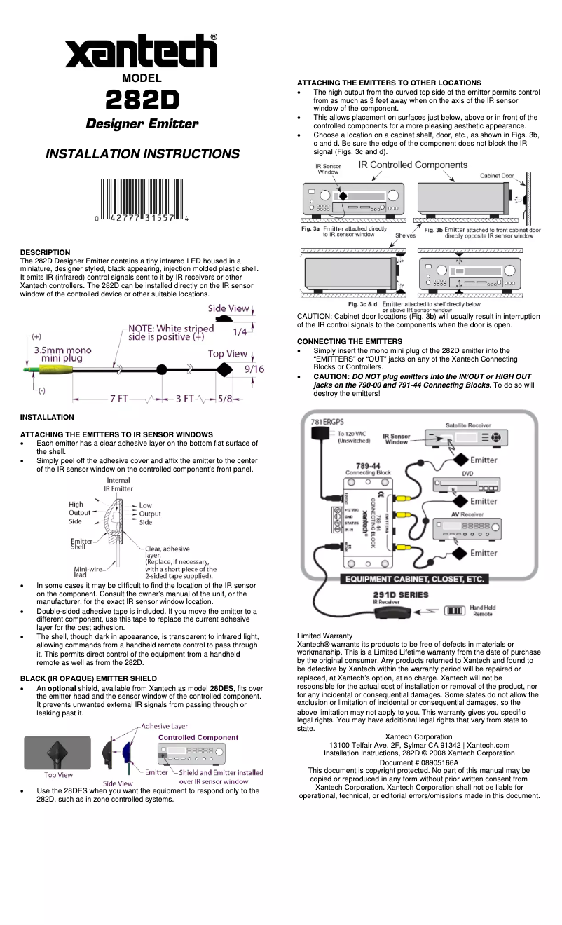 Page n°1 - Manuel utilisateur Xantech 282D