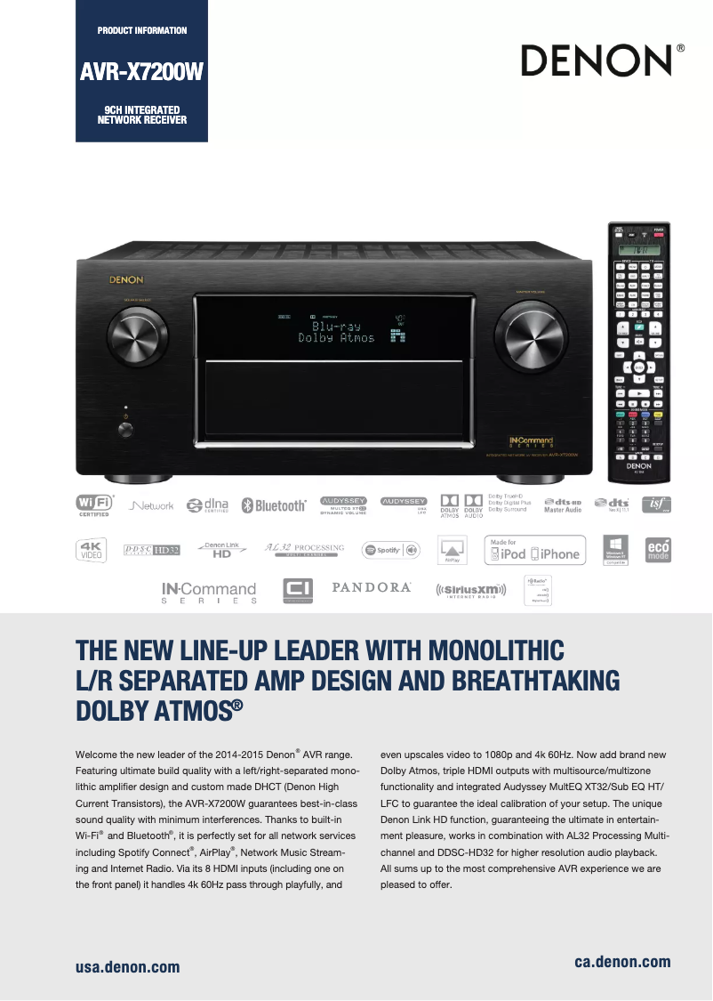 Page n°1 - Fiche technique Denon AVR-X7200W