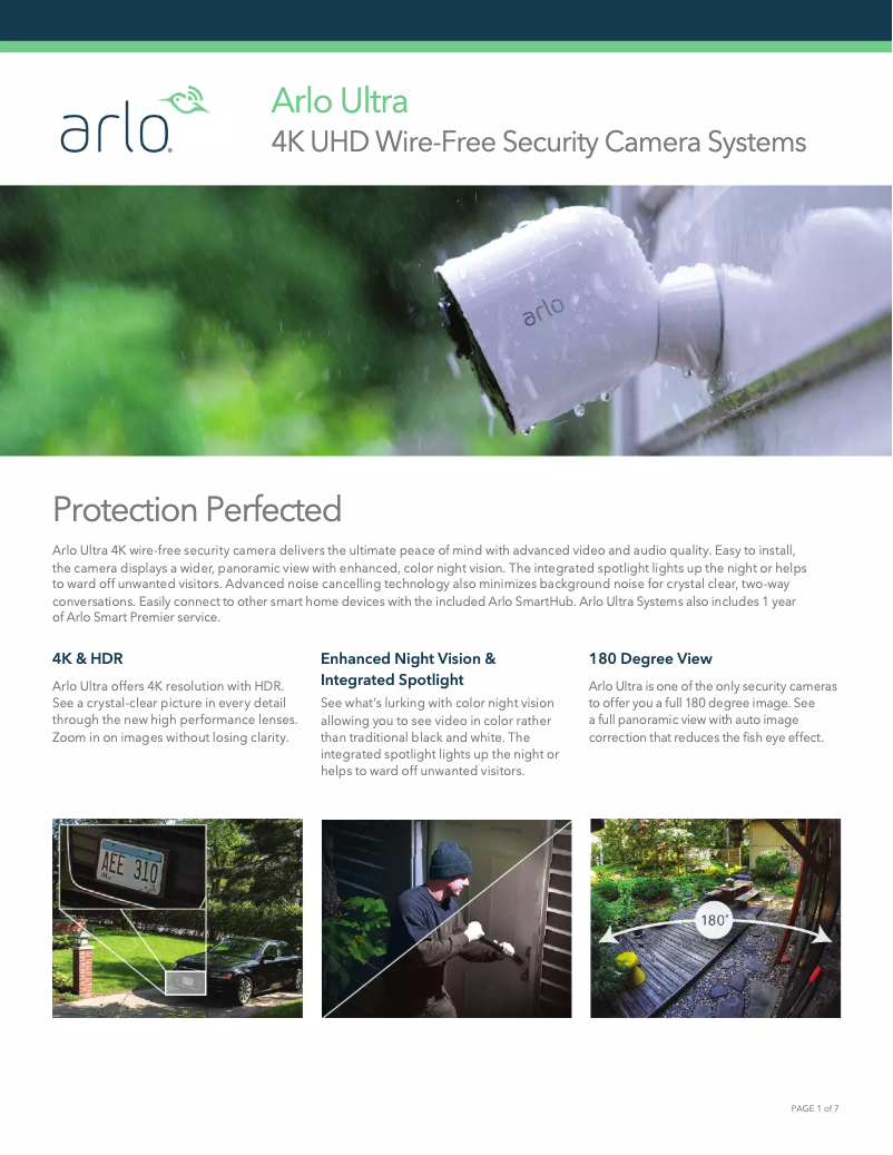Page 1 de la notice Fiche technique Arlo Ultra 2 Spotlight