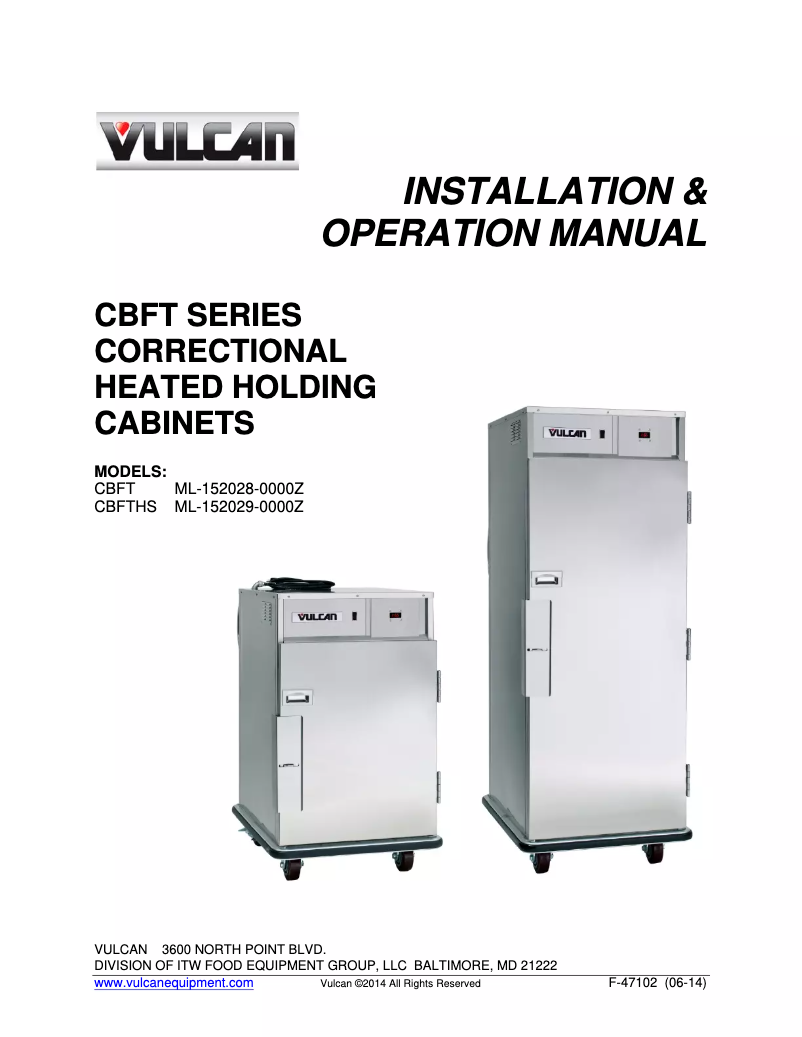 Page 1 de la notice Manuel utilisateur Vulcan CBFTHS