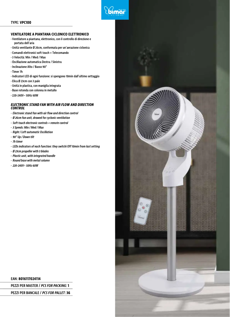 Page n°1 - Fiche technique Bimar VPC100