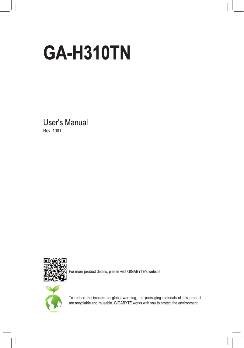 Page n°1 - Manuel utilisateur Gigabyte GA-H310TN-CM
