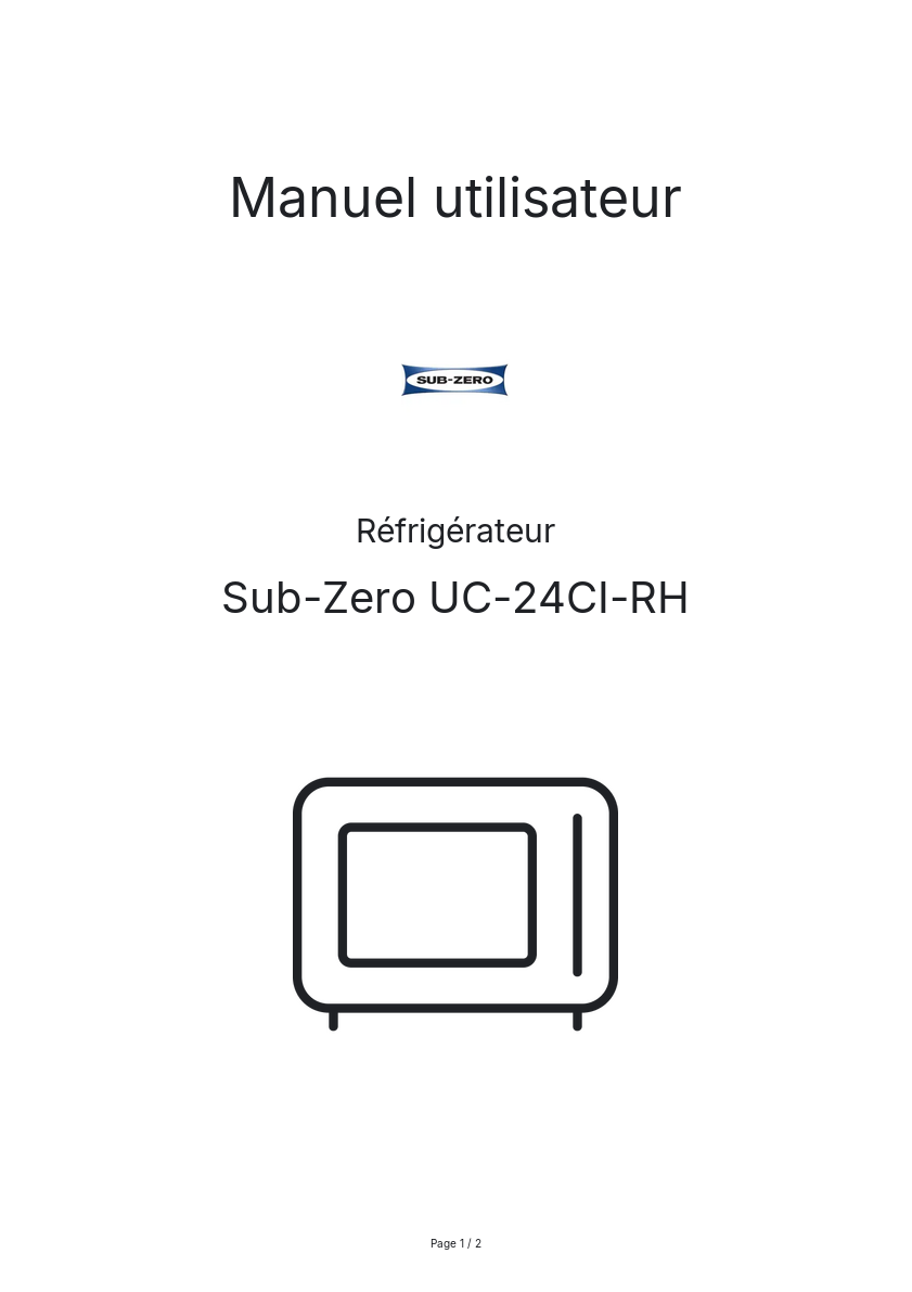 Image de la première page du manuel de l'appareil UC-24CI-RH